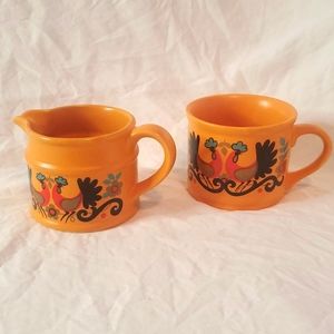 Vintage Sadler England Rooster Creamer and Mug